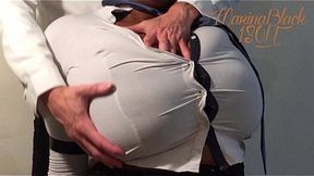 Playing with huge ebony tits