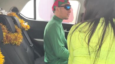 Perverted stepmother and her stepson have sex in the car while waiting for repairs