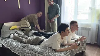 Stepfather and Son-in-Law Bareback Fuck Twink Friends in Foursome