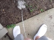 Fast Pissing outside in between thunderstorms