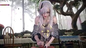 Asian big boob babe rides black cock in animated 3D action