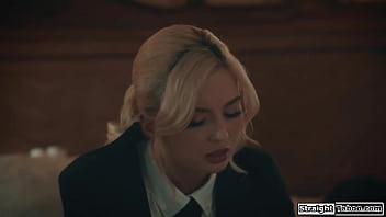 Teen gets double penetrated by her classmate and his stepbro