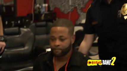 Horny milf cops break into a barbershop just to arrest a criminal