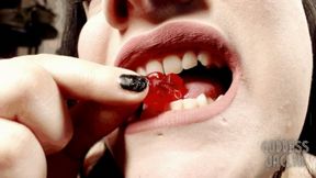 Slicing and chomping up gummy bears MP4