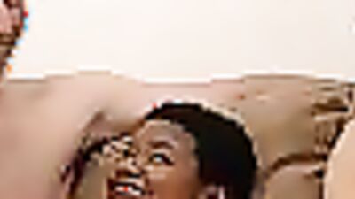 Ebony Kahlista Stonem takes two big white cocks