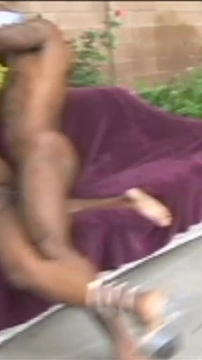 Black Deja Vue Boldly Proclaims Her Desire for Doggy Style Humping on the Outdoor Couch.