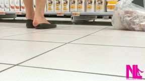 Footplay and Dipping in Black Flats at a Conad Store
