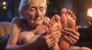 Beautiful Big Wrinkled Feet Oiled up - Oil Dripping From Toes Sensual Massage