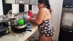 I hired this maid &mdash;  she came in with those shorts showing her big ass