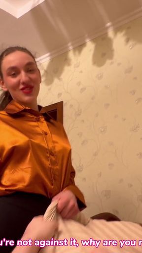 Cheating stepmom found an excuse to fuck her stepson in the morning. With conversation, pov, cum in mouth   Clip 1