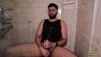 Camilo Brown Intensely Edging His Big Cock Shooting His Cum Multiple Times And Squirting On His Black Shirt