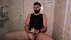 Camilo Brown Intensely Edging His Big Cock Shooting His Cum Multiple Times And Squirting On His Black Shirt