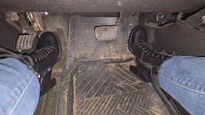 City driving in heeled boots and jeans