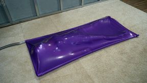 Sonya cums in a lilac vacuum bed with a medical mask on her face