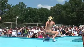 Sexy Public Poolside Striptease Ignites Steamy Desire at Summer Bash