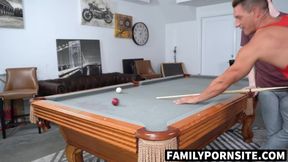 FamilyPornSite.com - Troye Jacobs gives me pool table and gets cum