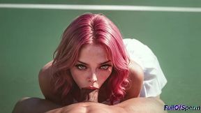 my charming tennis partner outplayed me on the court with her sex appeal while her boyfriend was busy [ai]