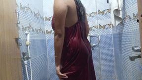 Indian Bhabhi in Hotel Bathroom Taking Shower After Sex
