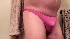 Cumshot in stepdaughter's pink thong