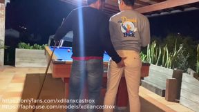 Cruising Fucking a Young Gay Bareback in a Public Pool Hall I Cum Inside His Tight Ass