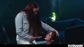 Octokuro Sprouts a Dick! Hungry Redheads Fuck in Real Life Futanari Romp & Filthy Blowjob Action