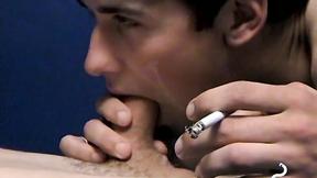 ”Smoking twink enjoys  barefuck with handsome step sibling”