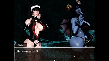 Resonance [ FUTANARI HENTAI Game PornPlay ] Ep.7 caught by suprise by the blue skin naughty succubus in the cave