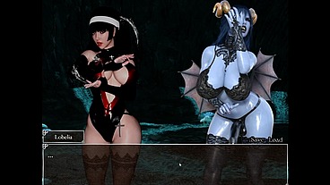 Resonance [ FUTANARI HENTAI Game PornPlay ] Ep.7 caught by suprise by the blue skin naughty succubus in the cave