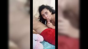 Adorable wife likes to drink hot milk in the mornings  He fights his cock until he feels his cum