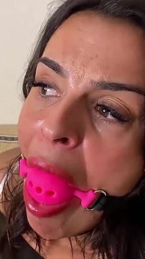 Latina Taped up Tight and Gagged with a Big Ballgag and Then with Big Tape Wrap Gag! (smaller Size)