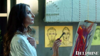 Art teacher Silvia Saige gives her student a private lesson in passion on the couch