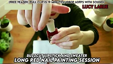 &quot_Buzzcut Lipstick and Sweater Long Red Nail Painting Session&quot_