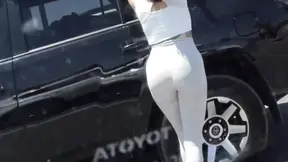 Dickflash Cum on Her Face on Parking Lot After Flashing Blowjob