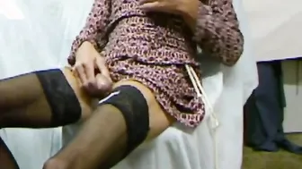 Amateur crossdresser strokes cock and shoots cum on webcam