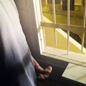 Jerking Off My Big Uncut Cock Public On My Window Till I Cum - Camilo Brown