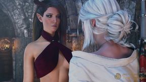Ciri's tight holes stretched by futa succubus rough anal creampie and facial