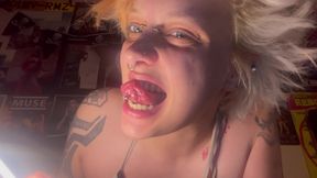 Goth Girl No Makeup Mouth Tour! Tongue Teeth