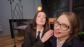 Chloe and Faye College Girl Threesome with the Principal