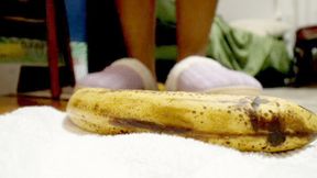 Squishing some over ripe bananas with my toes