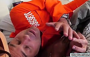 Ebony stepdaughter lets stepdad taste her pussy
