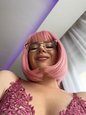Tongue-tied teen plays with her tiny toy