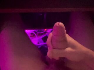 Wanking underneath neon lights and having a worthy orgasm