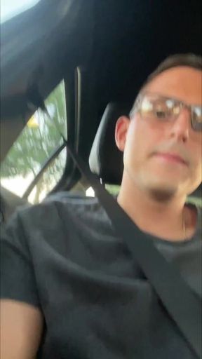 German Twink Boy Jerks off in Moving Car and Cums