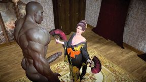 Sexy big tit mature milf Madam M from the Final Fantasy fucked and bred by a black burly muscular man