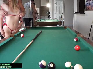 Constricted Teen Kinsley Kane Banged Hard From Behind On A Pool Table