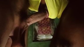 Foreskin play and horny sucking huge uncut white dick at night