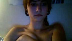 Teen college babe flashing her boobies on webcam for the first time