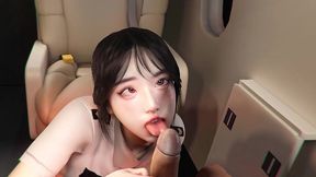 3d cute personal assistant cheating with her big dick boss on the plane