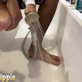 Washing my Feet in the Shower and Accidental Cock Flash