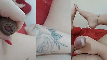 Gozando mostrando os pés